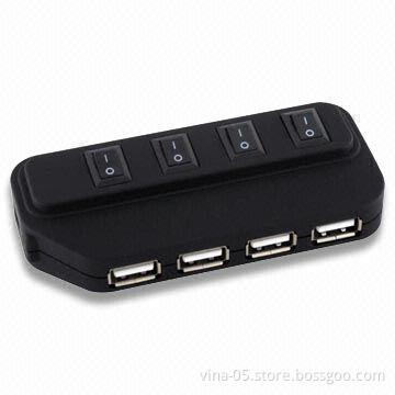 4-port USB2.0 Hub with On/Off Button, Supports Microsoft's Windows 7, Vista 75, and More